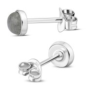Labradorite Stone Round Sterling Silver Stud Earrings, e440st